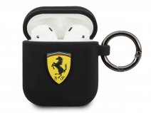 Ferrari Logo Silicone Case Zwart - AirPods 1 & 2 Case Hoesje