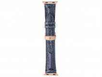 Gatti Alligator Apple Watch Band 42/44/45/49mm - Blue Gibilterra/Rose Gold