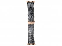 Gatti Alligator Apple Watch Band 42/44/45/49mm - Jet Black Silver Dust/Rose Gold