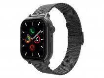 Just in Case Steel Mesh Strap Zwart - Apple Watch Bandje 42/44/45/46/49mm