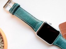 SLG Design D7 Italian Wax Leather Apple Watch Band 42/44/45mm - Blauw