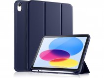 CaseMania iPad 11/10 hoesje Donkerblauw - Trifold Stand Case met Pencil Houder