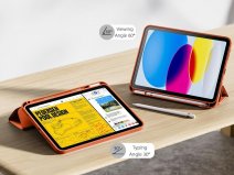 CaseMania iPad 11/10 hoesje Oranje - Trifold Stand Case met Pencil Houder
