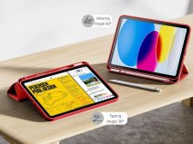 CaseMania iPad 11/10 hoesje Rood - Trifold Stand Case met Pencil Houder