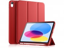 CaseMania iPad 11/10 hoesje Rood - Trifold Stand Case met Pencil Houder