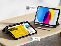 CaseMania iPad 11/10 hoesje Zwart - Trifold Stand Case met Pencil Houder