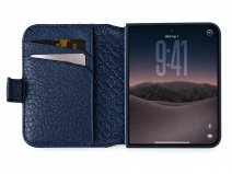 Vaja 2in1 Carbon Leather Wallet Case Blauw - iPhone Duo Hoesje Leer