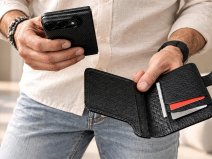 Vaja 2in1 Carbon Leather Wallet Case Zwart - iPhone Duo Hoesje Leer