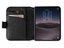 Vaja 2in1 Carbon Leather Wallet Case Zwart - iPhone Duo Hoesje Leer
