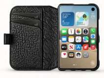Vaja Leather Wallet Case Zwart - iPhone Duo Hoesje Leer