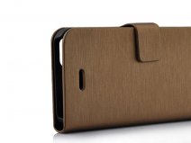 Brushed Alu-Look Bookcase - iPhone SE/5s/5 hoesje