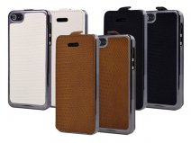 Deluxe UltraSlim Snake Leather Flip Case voor iPhone 5/5S