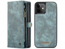 CaseMe 2in1 Wallet Case met Ritsvak Blauw - iPhone 12 Mini Hoesje