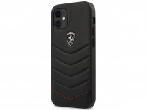 Ferrari Quilted Leather Case Zwart - iPhone 12 Mini Hoesje