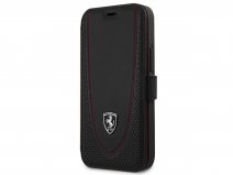 Ferrari Off Track Perforated Leather Bookcase Zwart - iPhone 12 Mini Hoesje