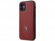 Ferrari Perforated Leather Case Rood - iPhone 12 Mini Hoesje