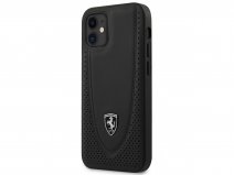 Ferrari Perforated Leather Case Zwart - iPhone 12 Mini Hoesje