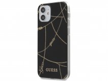 Guess Gold Chains TPU Case Zwart - iPhone 12 Mini hoesje