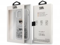 Karl Lagerfeld Choupette Glitter Case Zilver - iPhone 12 Mini hoesje