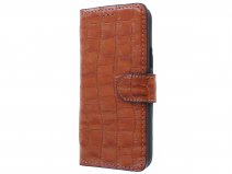 Classic Croco Leather Book Case Cognac - iPhone 12/12 Pro hoesje