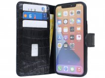 Classic Croco Leather Book Case Zwart - iPhone 12/12 Pro hoesje