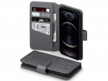 CaseBoutique Leather Wallet Grijs Leer - iPhone 12/12 Pro hoesje