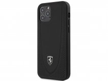 Ferrari Perforated Leather Case Zwart - iPhone 12/12 Pro Hoesje