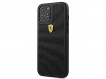 Ferrari Perforated PU Case Zwart - iPhone 12/12 Pro Hoesje