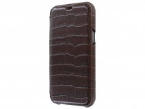 Graffi Oyster Croco Bruin Leer - iPhone 12/12 Pro hoesje