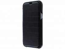 Graffi Oyster Croco Zwart Leer - iPhone 12/12 Pro hoesje