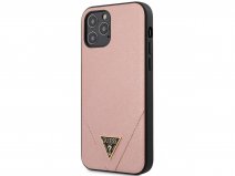 Guess Saffiano Case Roze - iPhone 12/12 Pro hoesje