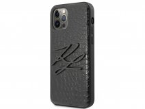 Karl Lagerfeld Initials Case Croco - iPhone 12/12 Pro hoesje