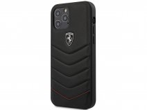 Ferrari Quilted Leather Case Zwart - iPhone 12 Pro Max Hoesje