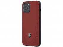 Ferrari Perforated Leather Case Rood - iPhone 12 Pro Max Hoesje