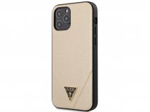 Guess Saffiano Case Goud - iPhone 12 Pro Max hoesje