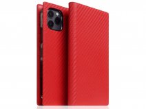SLG Design D+ Italian Carbon Bookcase Rood - iPhone 12 Pro Max hoesje
