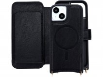 CaseMania 2in1 Bookcase met Koord en Minibag - iPhone 13 Hoesje Zwart