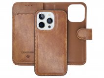 CaseMania 2in1 Magnetic XL Bookcase Bruin - iPhone 13 Hoesje