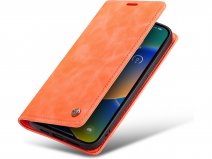 CaseMania Vintage Slim Bookcase Oranje - iPhone 13 hoesje