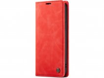 CaseMania Vintage Slim Bookcase Rood - iPhone 13 hoesje