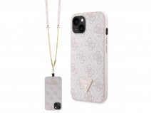 Guess 4G Monogram Necklace Case Roze - iPhone 13 hoesje