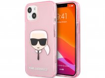 Karl Lagerfeld Ikonik Glitter Case Roze - iPhone 13 hoesje