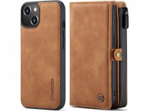 CaseMania 2in1 Wallet Case met Ritsvak Bruin - iPhone 13 Mini Hoesje