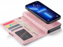 CaseMania 2in1 Wallet Case met Ritsvak Roze - iPhone 13 Mini Hoesje