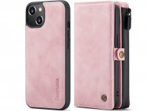 CaseMania 2in1 Wallet Case met Ritsvak Roze - iPhone 13 Mini Hoesje