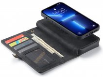 CaseMania 2in1 Wallet Case met Ritsvak Zwart - iPhone 13 Mini Hoesje