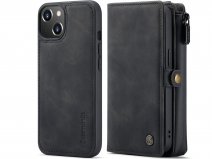 CaseMania 2in1 Wallet Case met Ritsvak Zwart - iPhone 13 Mini Hoesje