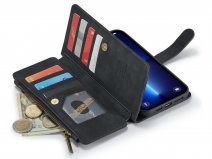 CaseMania Ritsvak Wallet Case Zwart - iPhone 13 Mini Hoesje