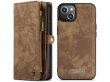 CaseMe 2in1 Wallet Case met Ritsvak Bruin - iPhone 13 Mini Hoesje