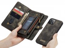 CaseMe 2in1 Wallet Case met Ritsvak Zwart - iPhone 13 Mini Hoesje